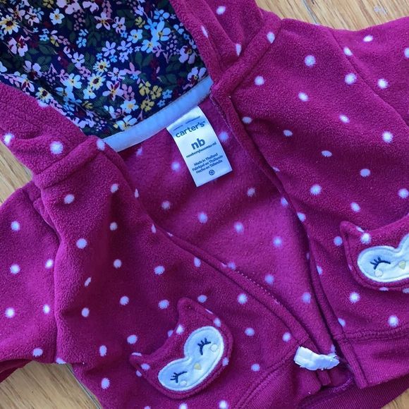 Baby Girl Owl Zip-Up Hoodie Sweater Jacket - Picture 2 of 5